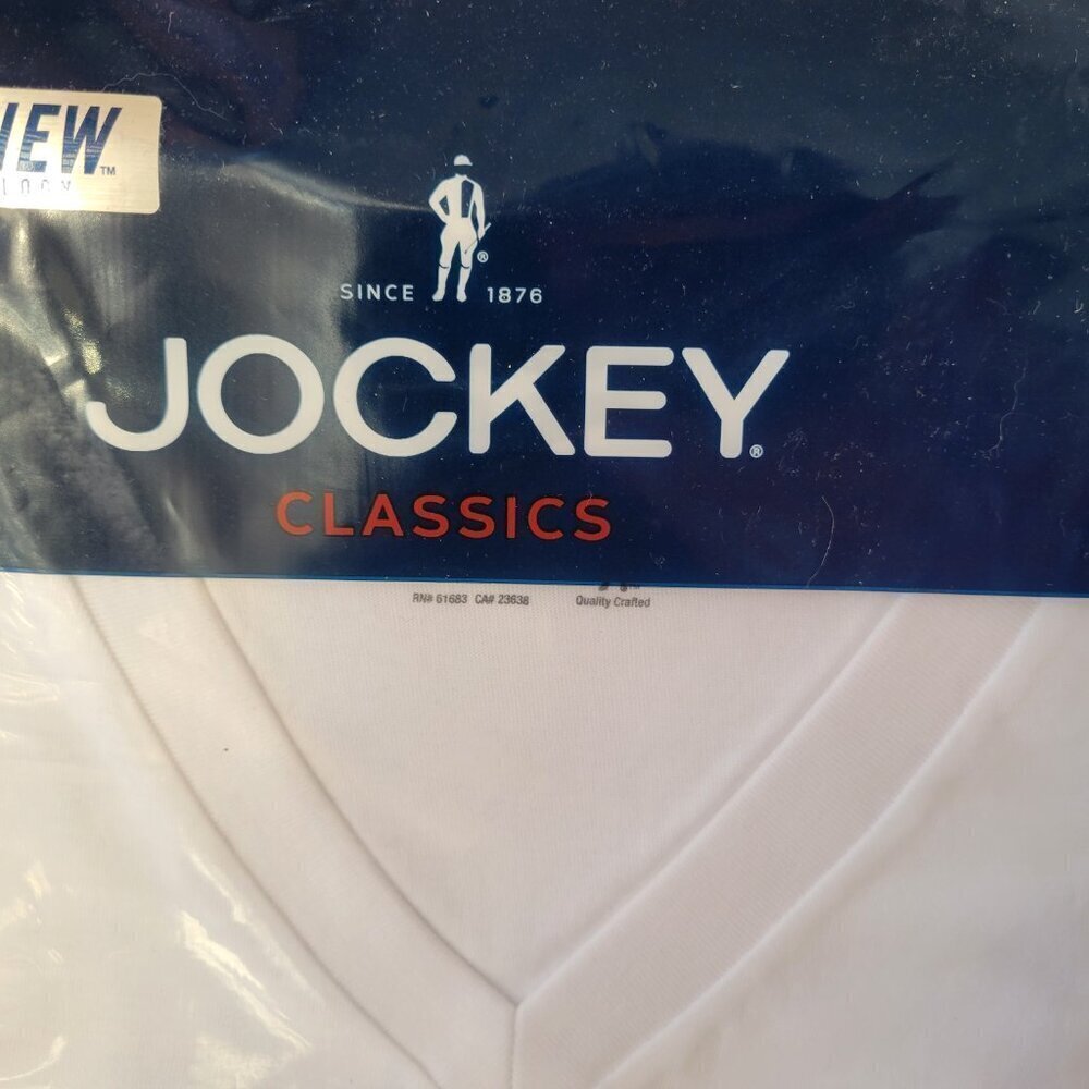 (NEW) Men’s Jockey Classic White 100% Cotton V-Neck T-Shirts (Size: XXL) - Picture 5 of 5